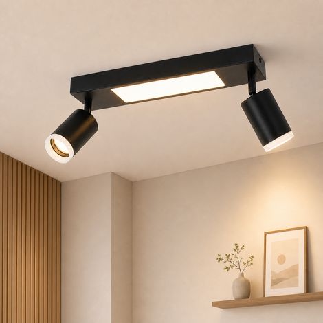 GBLY Deckenleuchte Led Deckenstrahler GU10 2 Flammig - Deckenlampe Schwarz 3000k Warmweiß 20W Schlafzimmerlampe Schwenkbar 350° Deckenspot für Küche Esszimmer Flur Korridor