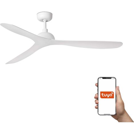 Faro Gotland Grand ventilateur de plafond à 3 pales blanc mat, système intelligent Tuya (1/4)