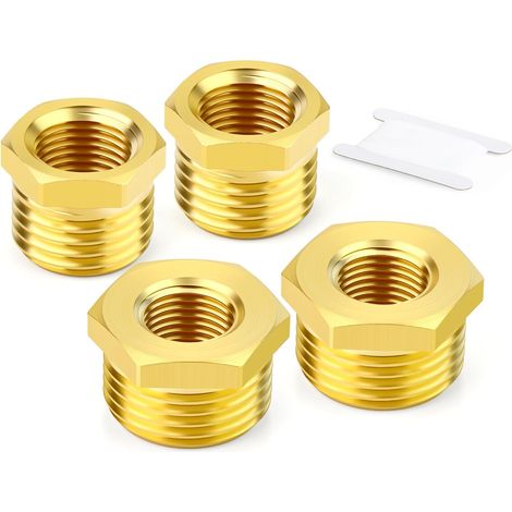 Raccords réducteurs laiton - Lot de 4 - Filetage BSP - Adaptation pneumatique et plomberie - Pour compresseurs et tuyauterie - 3/8 et 1/4 vers 1/8 pouce (1/5)