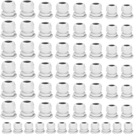 60PCS Presse Étoupe Étanche IP68, Lot de Connecteurs de Câble Réglables en Nylon, Passe Câble Étanche pour Tableau Électrique et Boîte de Dérivation, Dimensions M12, M16, M20, M25, M32, 60 Pièces (1/5)