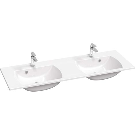 Ravak Classic Slim - Lavabo doppio 130x45 cm, con troppopieno, 2 fori per miscelatore, bianco XJX01113001 (1/2)