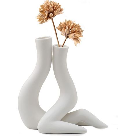 Vase Decoratif, Vase Blanc ceramique, Vase Moderne pour Pampa, Couple Amoureux en Céramique (1/4)