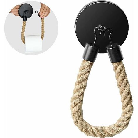 Porte-rouleau de papier toilette avec étagère noire - Décoration de salle de bain vintage - Pour la maison,Installation de trou, l'hôtel, la salle de bain, la salle de bain (1/5)
