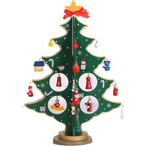 Sapin de Noël en Bois - Décoration Festive Tridimensionnelle - Pour Maison Bureau Chambre - Lot de 1 (1/5)