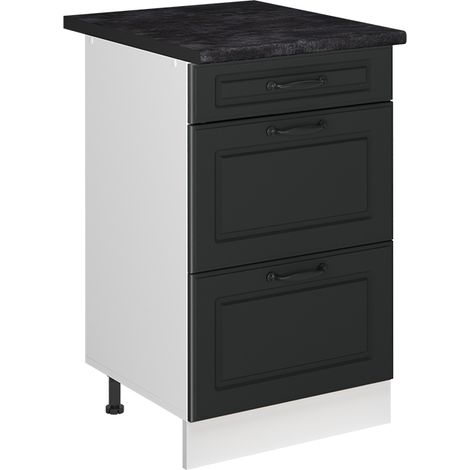 Küchenunterschrank R-Line, Anthrazit Landhaus/Weiß, 50 cm Arbeitsplatte Anthrazit, Vicco