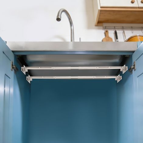 Supports d'évier encastrables en acier inoxydable avec 4 kits anti-bombement pour évier de cuisine encastrable robuste (115-160 cm) (1/5)