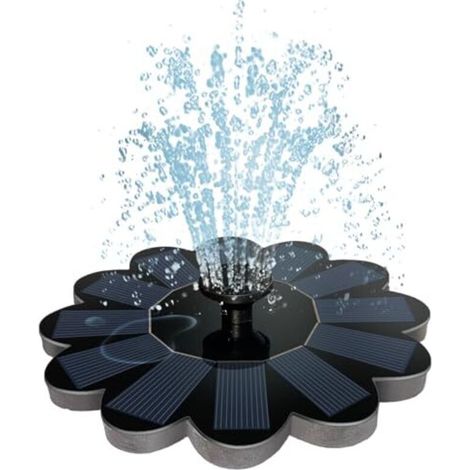 Solarbrunnen, 1,4 W Solar-Gartenbrunnen für den Außenbereich mit 5 Düsen und Adapter, Blumenform, Gartenbrunnen für den Außenbereich, Gartendekoration, geeignet für Vogelbäder und Teiche