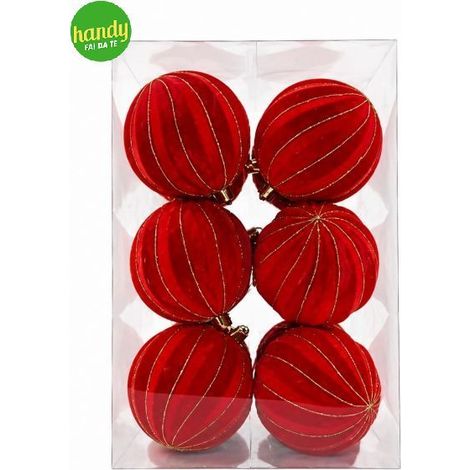 Box 12 Sfere GTR Velluto Rosso Ø 8 cm con Filo Oro