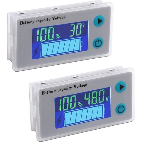 2pcs Moniteur de Capacité de Batterie 12V Indicateur de Tension Batterie au Plomb Testeur LCD Battery Indicator (1/5)