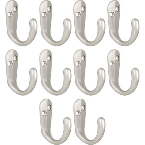 10 Crochet, métal finition chrome satiné, fixation murale avec vis, pour cuisine salle de bain dressing (1/5)