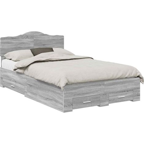 Estructura de cama con cabecera Gris Sonoma 135 x 190 cm vidaXL