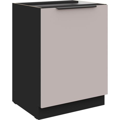 Küchen Unterschrank 60 cm Küche ARONA Kaschmir beige matt + Schwarz matt Küchenzeile Küchenblock Küche Einbauküche (1/5)