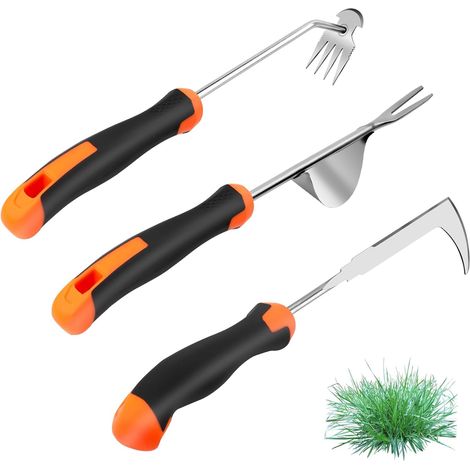 outils de désherbage Fourchette à dents + Outil Griffe – manuels pour enlever les mauvaises herbes du jardin Lot de 3 (1/5)