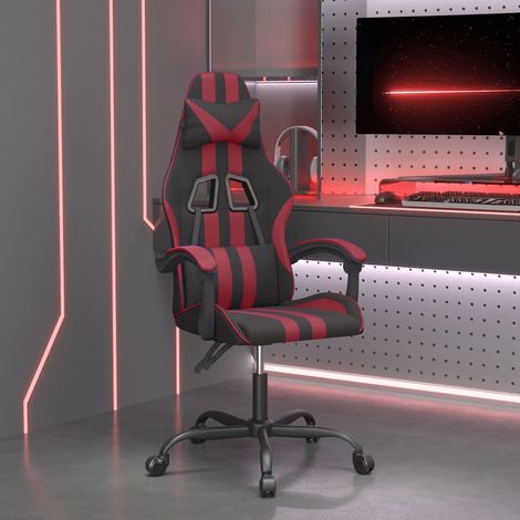 Fauteuil gamer pivotante Chaise de bureau - Fauteuil de jeu Noir et rouge bordeaux Similicuir BonneVie-98991 (1/5)