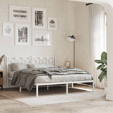 Giroletto con Testiera Metallo Bianco 150x200 cm vidaXL (1/5)