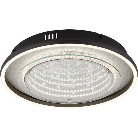 Deckenleuchte Deckenlampe Wohnzimmerlampe Aluminium schwarz matt Glas 3D Effekt LED D 40 cm