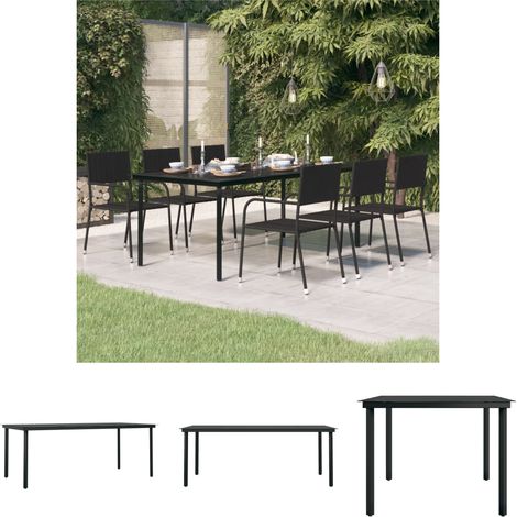 Stahl-Esstisch - vidaXL Garten-Esstisch Schwarz 200x100x74 cm Stahl und Glas - Glas-Esstisch (1/5)
