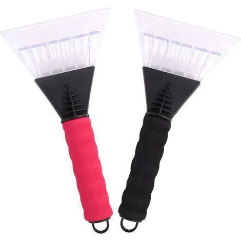Lot de 2 grattoirs à glace pour pare-brise de voiture, avec poignée souple, antidérapants, noir et rouge (1/5)