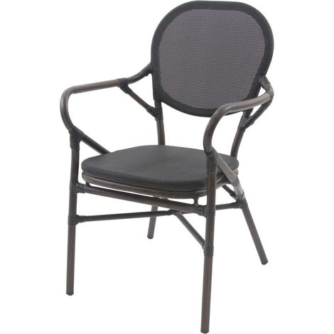 Chaise de bistrot en textile mesh Wengé-Noir Mesh 64x56x89cm (Lot de 2) - Feros (1/5)