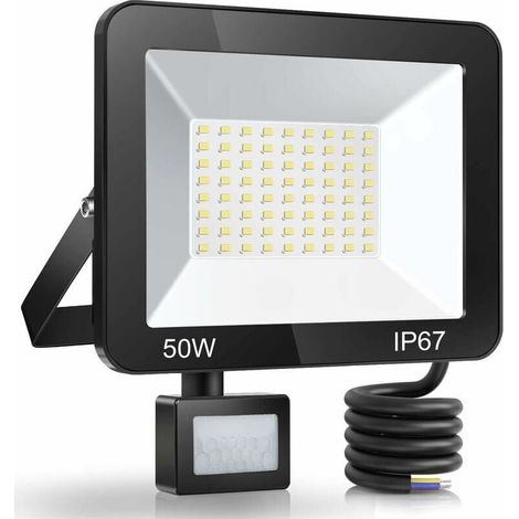 Projecteur LED extérieur 50W Éclairage extérieur IP67, 5000LM 7000K, détecteur mouvement Ménages (jardin/terrasse/entrée) (1/4)