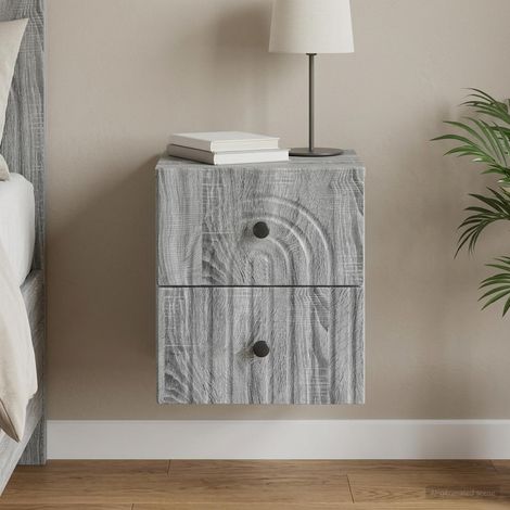 Chevet mural avec 2 tiroirs en bois d’ingénierie Sonoma gris 33 x 34,5 x 40 cm - PANGIVO (1/5)
