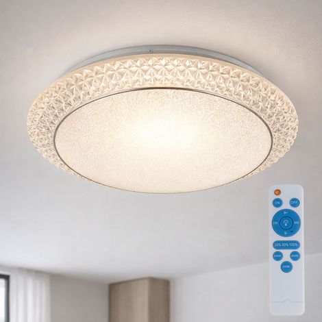 Plafoniera led dimmerabile con telecomando lampada diurna luce camera da letto con cristalli, luce notturna, 40W 2090lm bianco caldobianco freddo DxH 51x12 cm