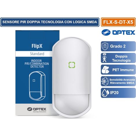 OPTEX FLX-S-DT-X5 SENSORE RILEVATORE CABLATO DOPPIA TECNOLOGIA GRADO 2 LENTE RUOTABILE 12/18M DA INTERNO