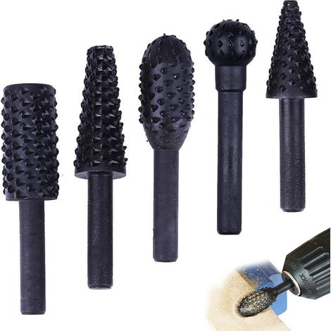 Fraise rotative, Lot de 5 fraises rotatives pour meuleuse - Tige ronde 6.2 mm Outils sculpture du bois (1/5)