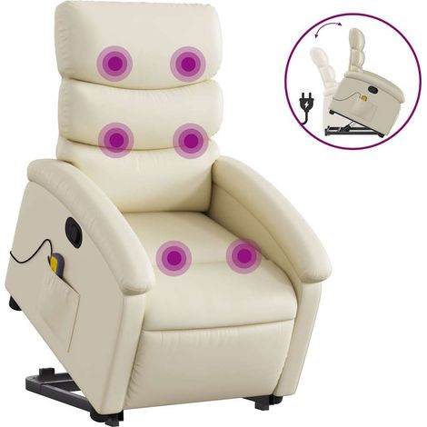 Maison Exclusive - Massagesessel mit Aufstehhilfe Creme Kunstlede