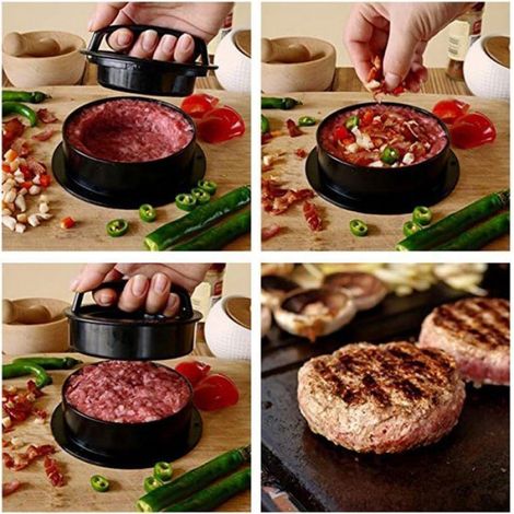 Presse à Burgers 3-en-1 Antiadhésive, Format Standard et Mini, Compatible Barbecue et Cuisson Femeo (1/4)