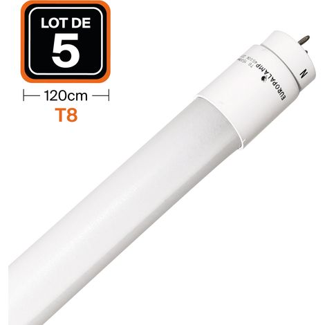 Europalamp – Lot de 5 tubes néon LED T8 18W 120cm – Blanc neutre 4500K – Économie d'énergie – Longue durée de vie 25000h