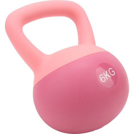kg schwere, pfirsichrosa Kettlebell für Krafttraining und Fitness zu Hause. Weiches PVC-Gewicht. (1/4)