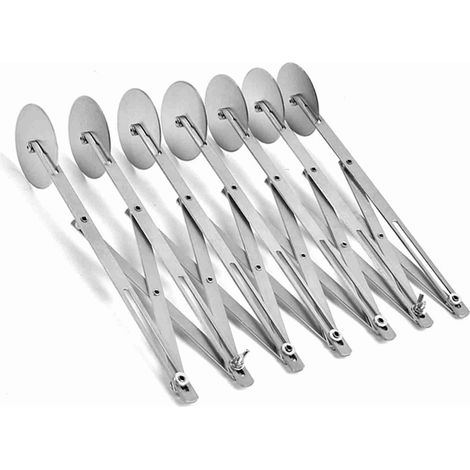 Couteau à pizza à 7 roues en acier inoxydable avec coupe-pâte réglable pour pâtisseries, pizzas, pâtes, gâteaux et biscuits - Outil de cuisine et de pâtisserie (1/2)