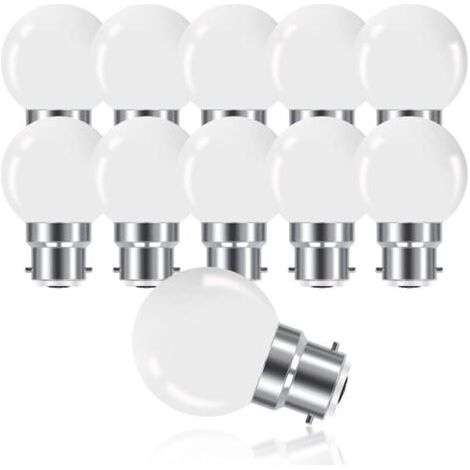 QORVA
-Ampoule LED à Baïonnette B22 3W,Ampoule Mini Globe Golfball B22 G45,Blanc Chaud 3000K,280LM,Non Dimmable,Lot de 10 [Classe énergétique G]..