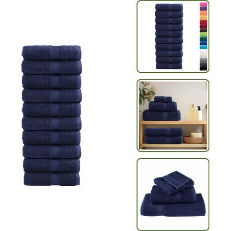 Trainingstuch - vidaXL Premium Gästetücher SOLUND 10 Stk. Marineblau 30x50 cm 600 g/m² - Küchentuch (1/5)