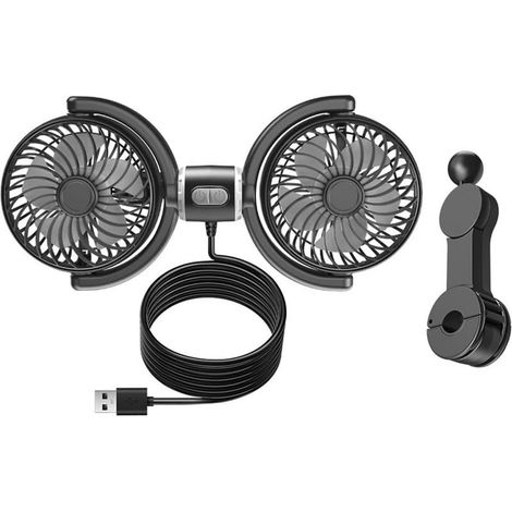 Mini ventilateur de voiture avec deux têtes, 3 vitesses, réglage (1/5)