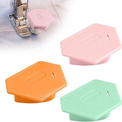 3 guías de costura magnéticas extraíbles para máquina de coser, accesorios multifuncionales poligonales, color rosa, verde y naranja. (1/5)