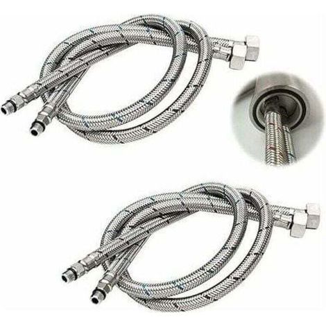 Tuyau de raccordement G 3/8 DN6 60 cm de long pour robinets, XU, Tuyau d'eau flexible fileté à compression 2 pièce (1 paire) - KZQ (1/4)