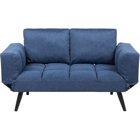 Sofá cama 2 plazas azul marino reposabrazos ajustables estilo minimalista Brekke (1/5)