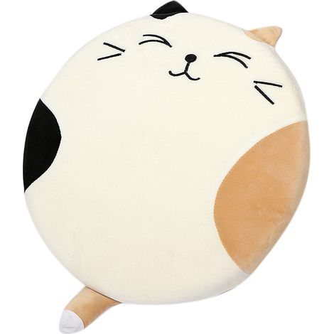 Coussin rond blanc pour salon, rembourrage élastique moelleux et respirant, motif imprimé dessin animé, housse de futon avec garniture en fibres, idéal pour canapé et détente. (1/5)