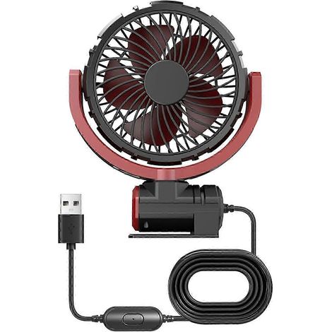 Ventilateur de voiture 12V/24V à tête unique amélioré avec rotation puissante à 360°, ventilateur de bureau à 3 vitesses pour voiture et maison, en ABS (1/5)