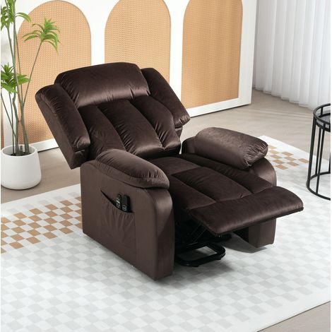 Sillón eléctrico elevador reclinable con masaje y calefacción marrón OKWISH (1/5)