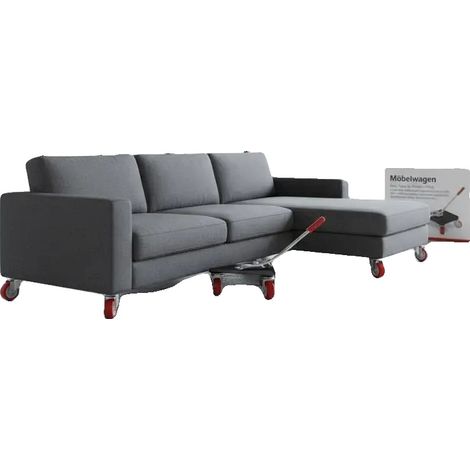 Carro para muebles, capacidad de carga de 544 kg, 5 ruedas giratorias, rojo. (1/2)