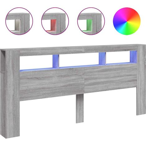 Cabecero LED madera ingeniería gris Sonoma 220x18,5x103,5 cm vidaXL