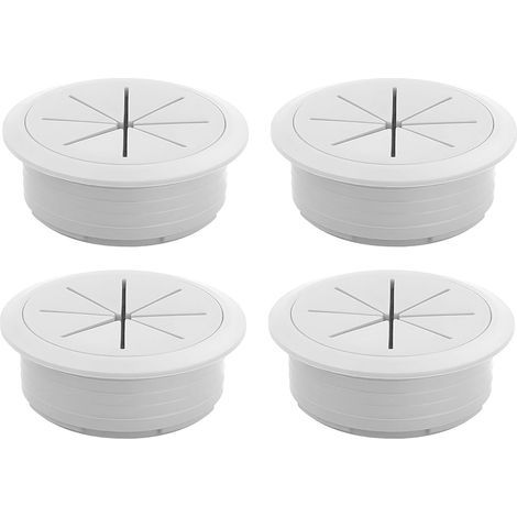 Set of 4 white 60mm cable grommets - White cable grommets - Cable grommets - For table, desk, office desk, worktop (1/5)