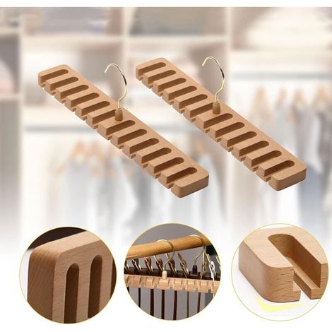 Porte-cravates et porte-ceintures CCYKXAA (2 pièces) – Fixation murale – Pour armoires en bois – Organisateur de dressing – Crezuo (1/4)