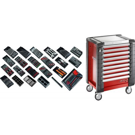 Facom – Mallette à outils universelle 230 pièces – Doublure en mousse – Type de clé à main pour usage professionnel – Module de servante
