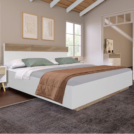 struttura letto 180x200 sospesa testiera bicolore legno OKMYHOME (1/5)