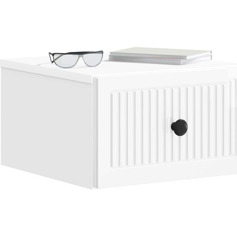 Maison Exclusive - Mobiletto da notte a muro 2 pcs Bianco Lucido 33 x 34,5 x 20 cm