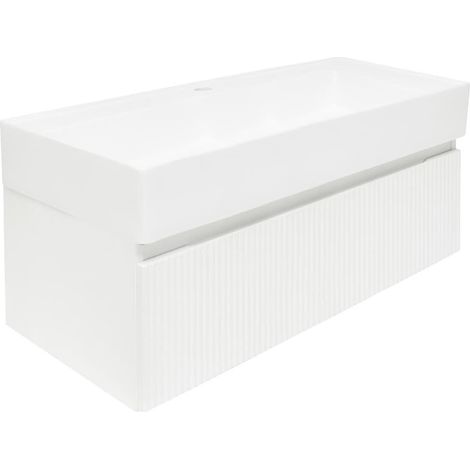Swiss Aqua Technologies Badezimmermöbel mit Waschbecken SAT Evolution 98x30x44,8 cm weiss matt (SATEVO100WMU2)